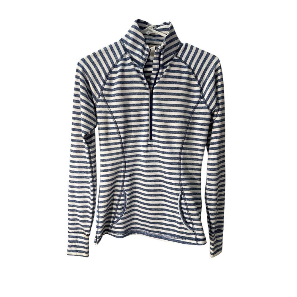 Lucy Womens Striped Half-Zip Pullover XS Blue/White Polyester Blend Pre-Owned